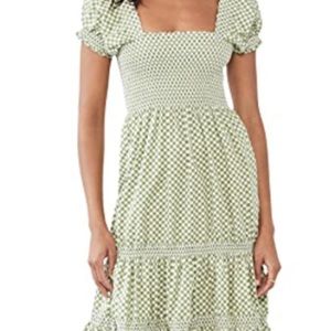 OPT
Square Neck Smocked Maxi Dress In Green Gingham worn once!